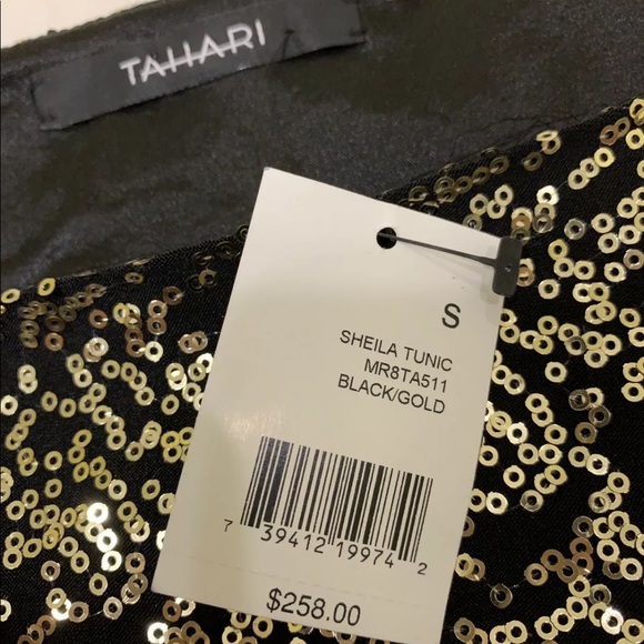 Tahari Women’s Golden Sequin Dress Top Small NWT - Picture 4 of 7